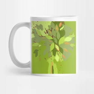 Tree, spring leaf green yellow fiber art textile photography mixed media digital Mug